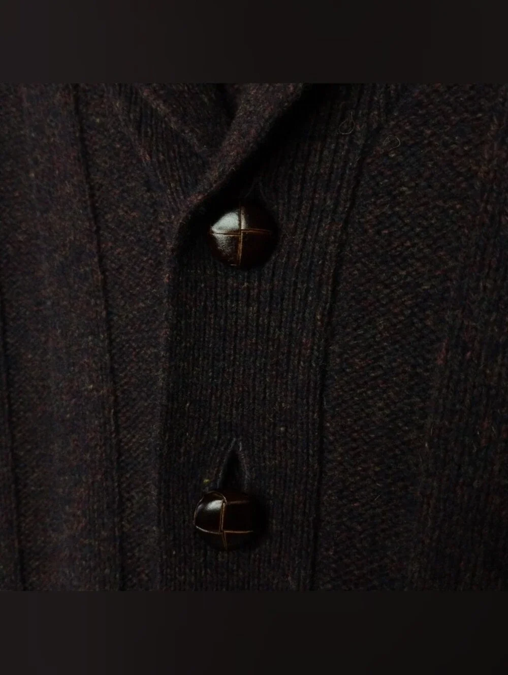 Men's Size XL Jos. A. Bank Dark Brown Wool Button Front V-Neck Cardigan Sweater